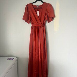 Baltic Born Orange Satin Dress